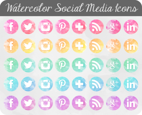 Watercolor Social Media Icons