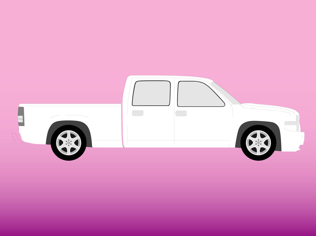 White Pickup Truck Vector