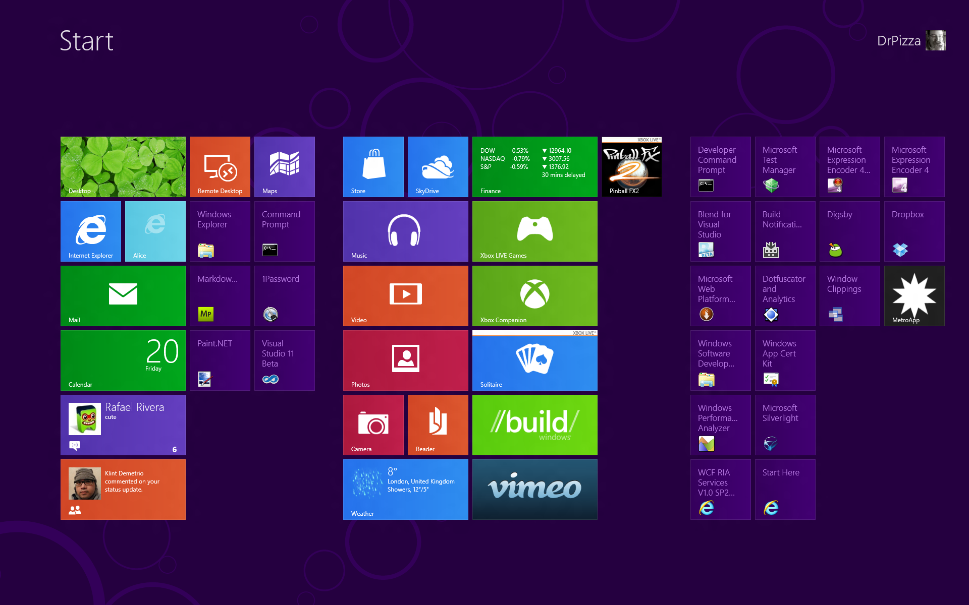 Windows 8 Start Screen Desktop