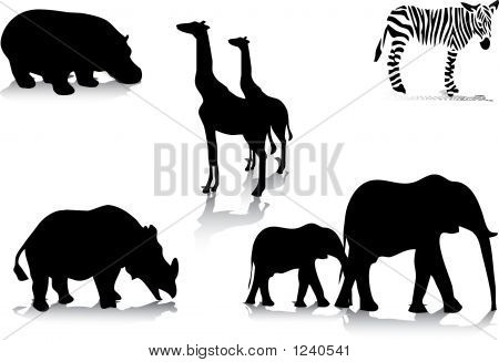 African Animal Silhouette Clip Art