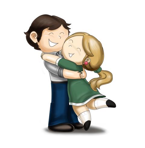 Animated Cartoon People Hugging