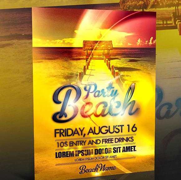 Beach Party Flyer Template Free