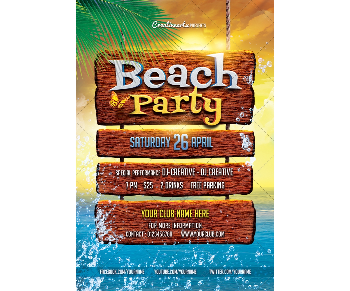 Beach Party Flyer Template Beach Party Flyer Template