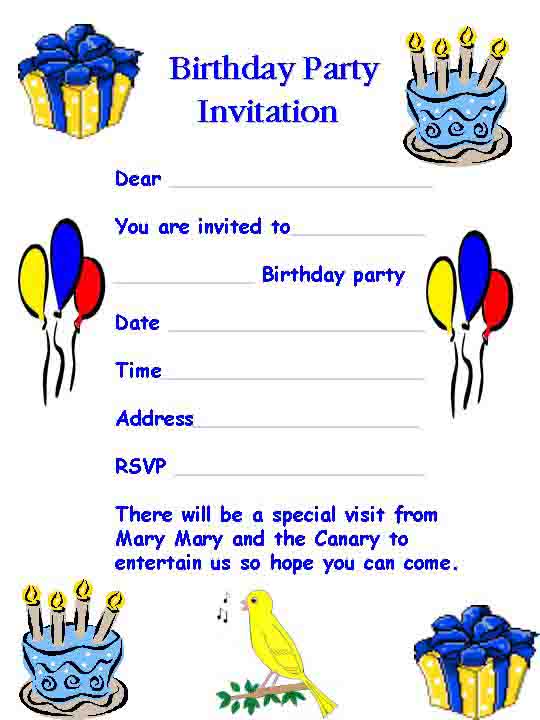 Birthday Party Invitation Templates