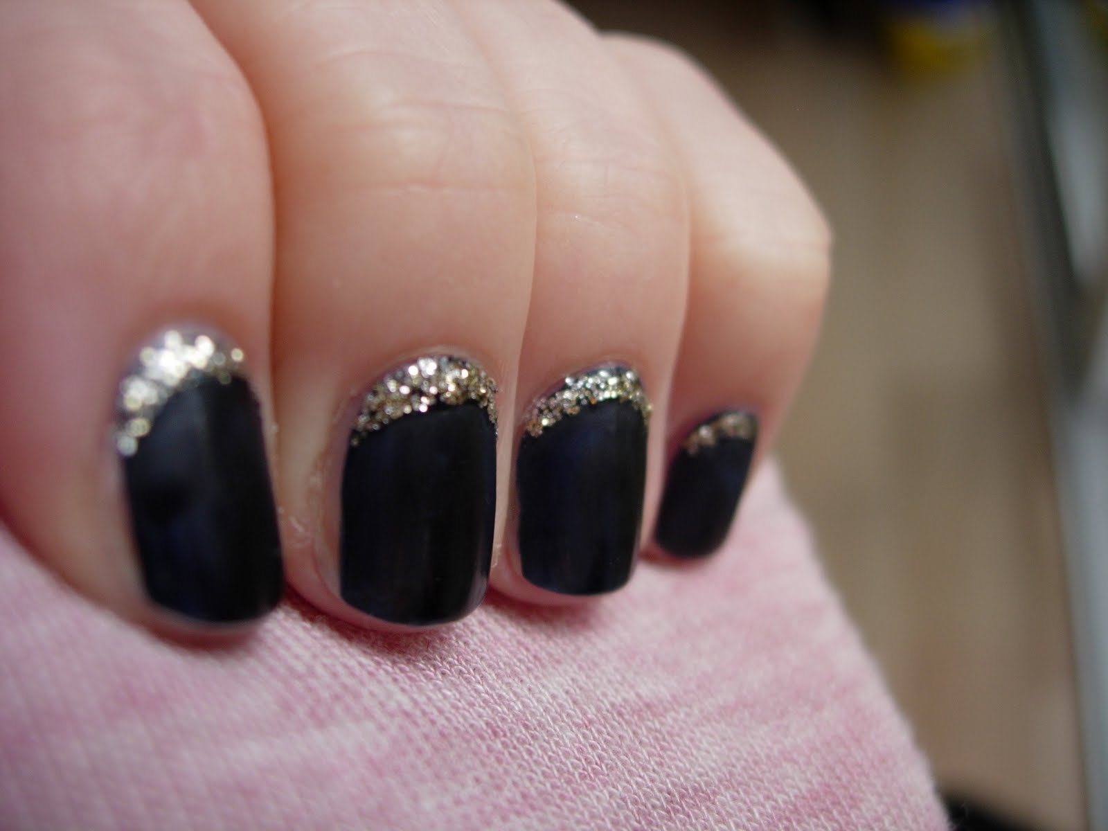 Black and Glitter Nails