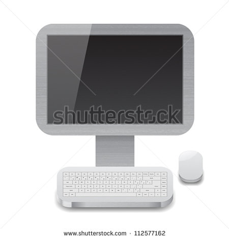 Black and White Computer Monitor Icon