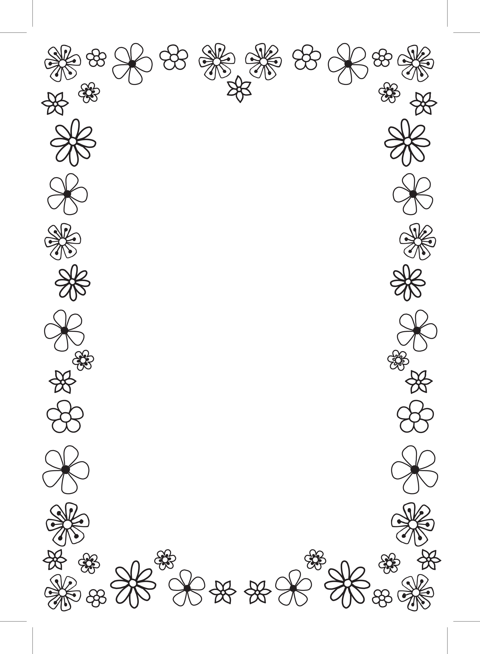 Black and White Flower Border Paper