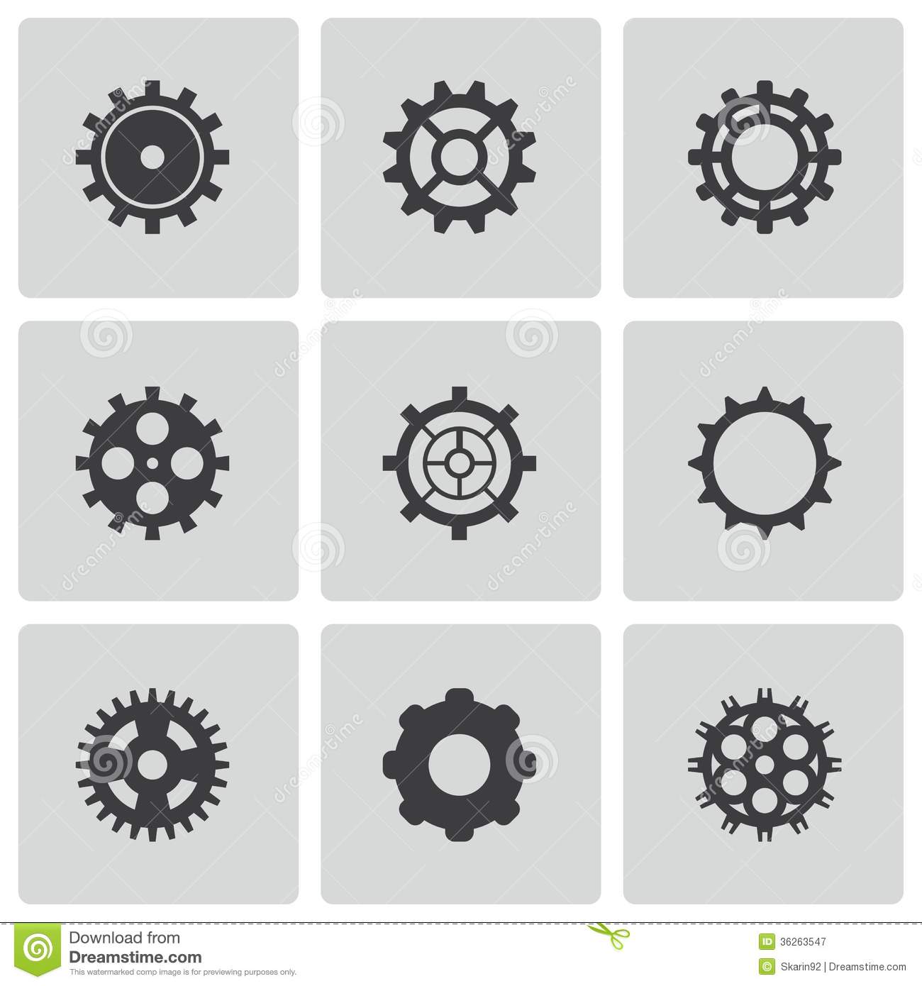 Black and White Gears Icon