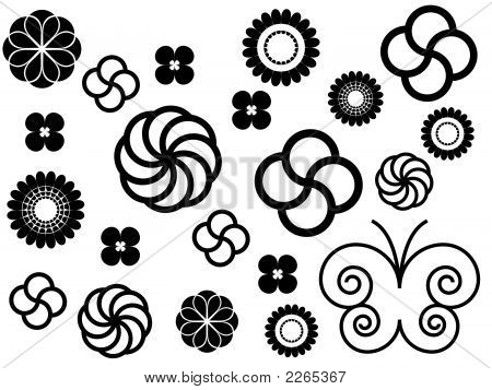 Black and White Simple Flower Vector