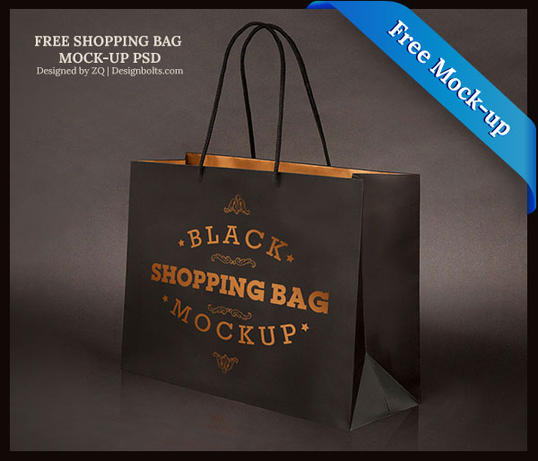 Black Shopping Bag PSD Mock Up