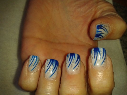 Blue and White Nail Design