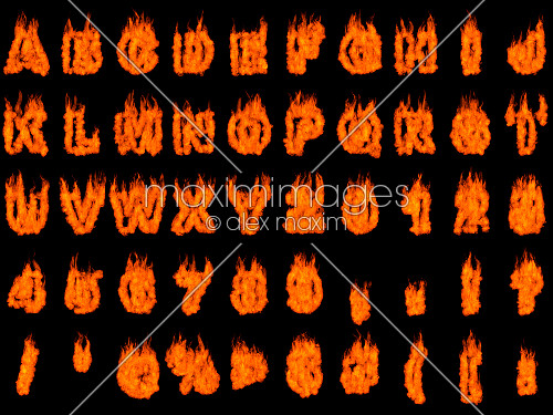 Burning Flame Letters Alphabet