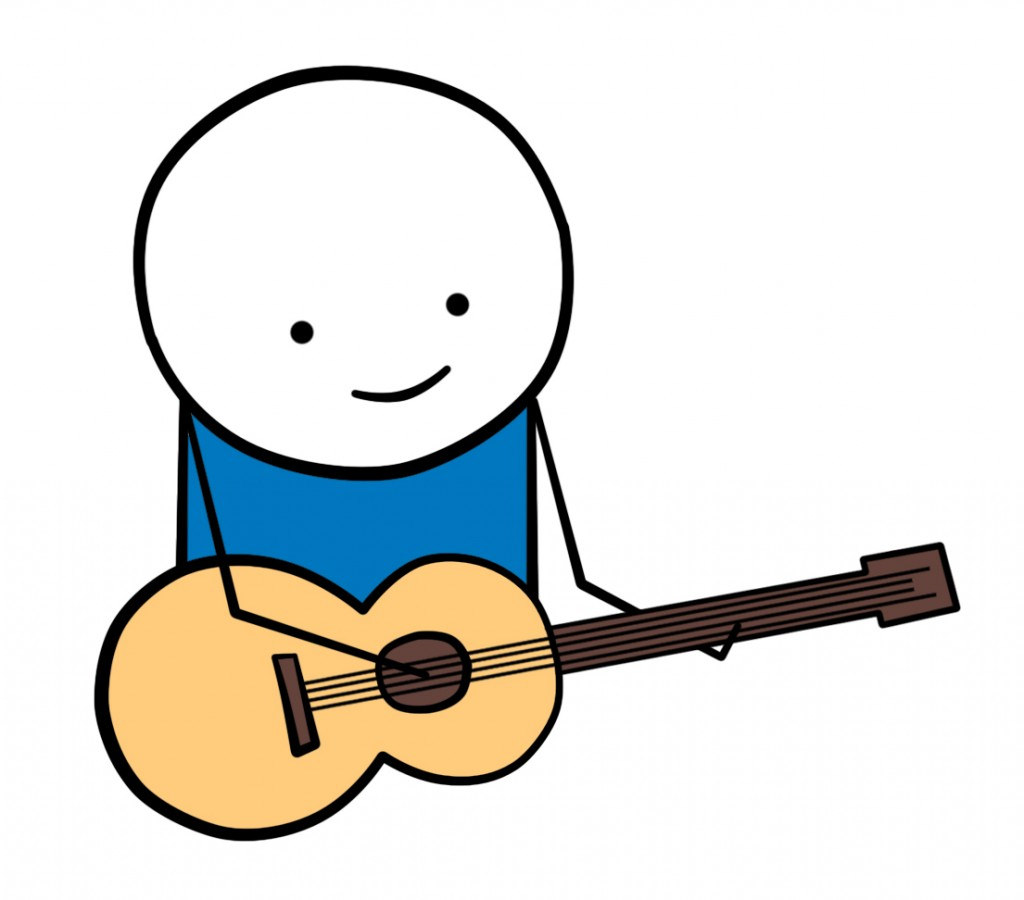 Cartoon Boy Playing Guitar