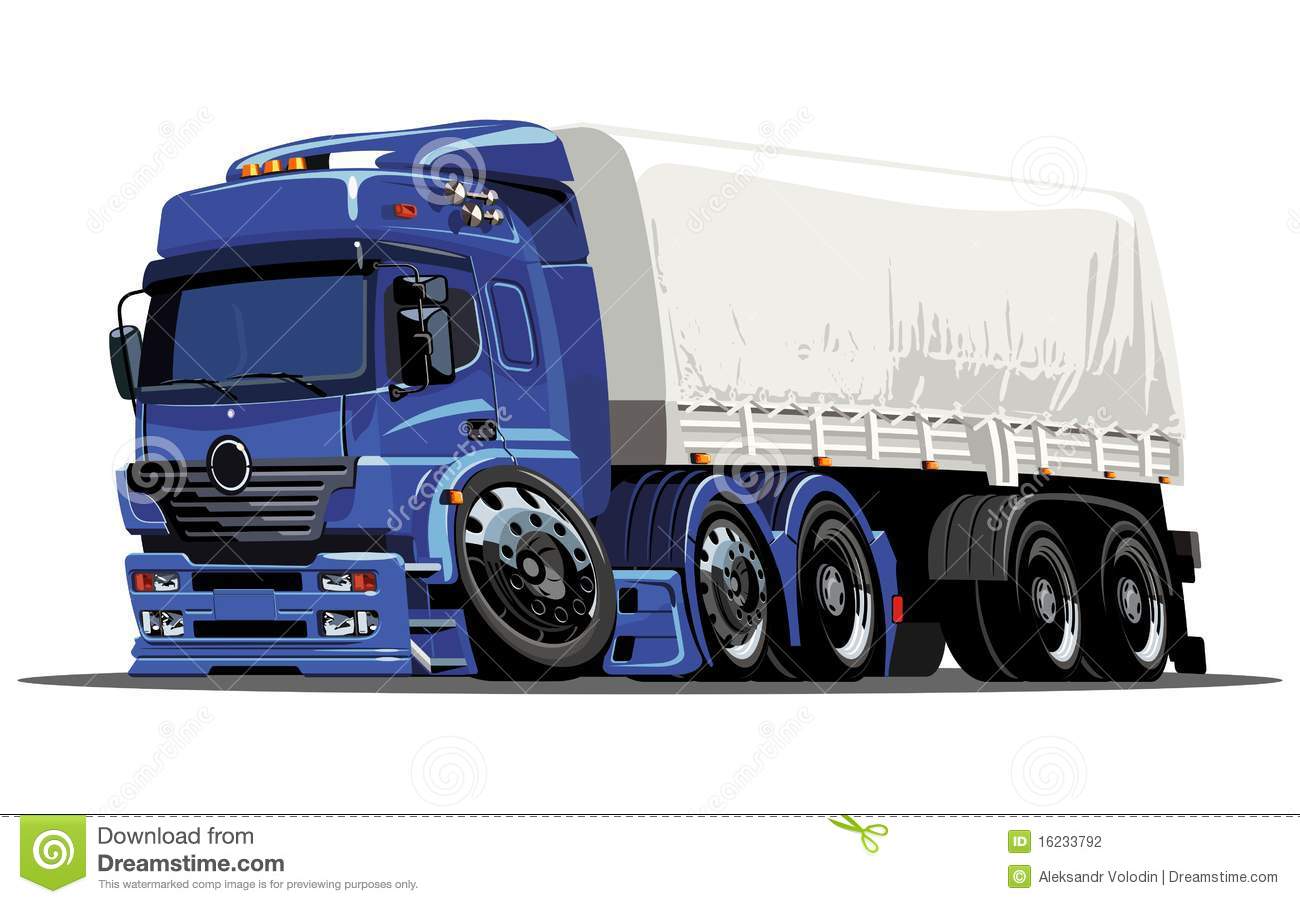 Cartoon Semi Cargo Truck Vector