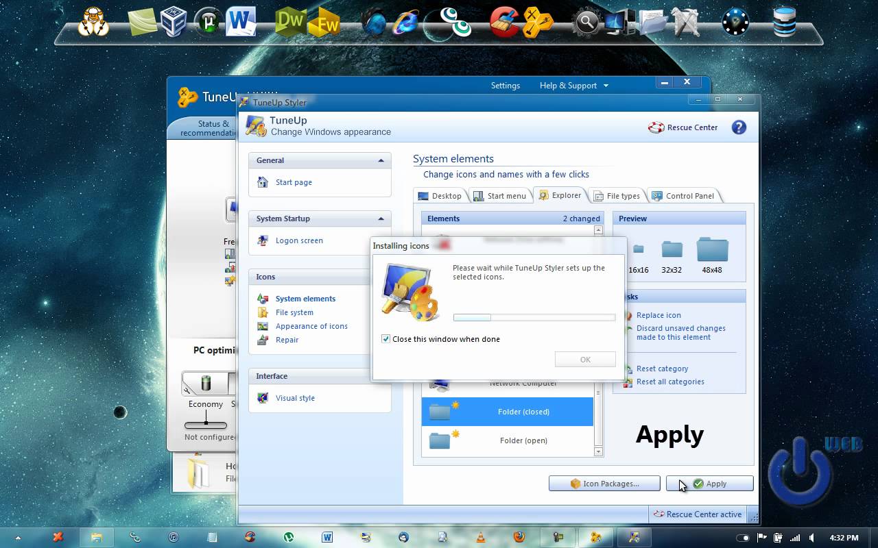 Change System Icons Windows 7