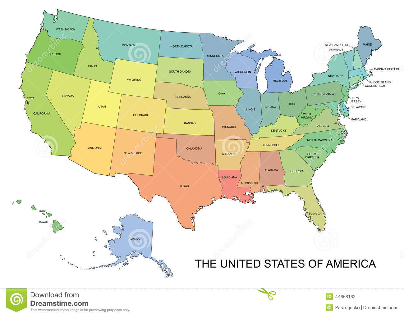 Color-Coded United States Map with States