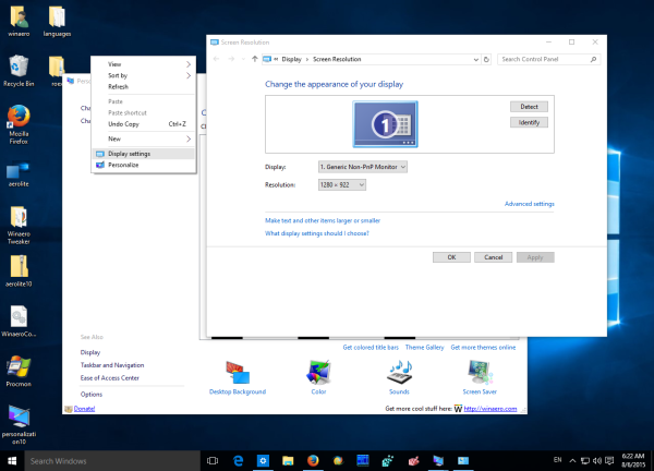 Desktop Display Settings Windows 1.0