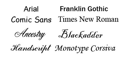 Different Types of Text Fonts