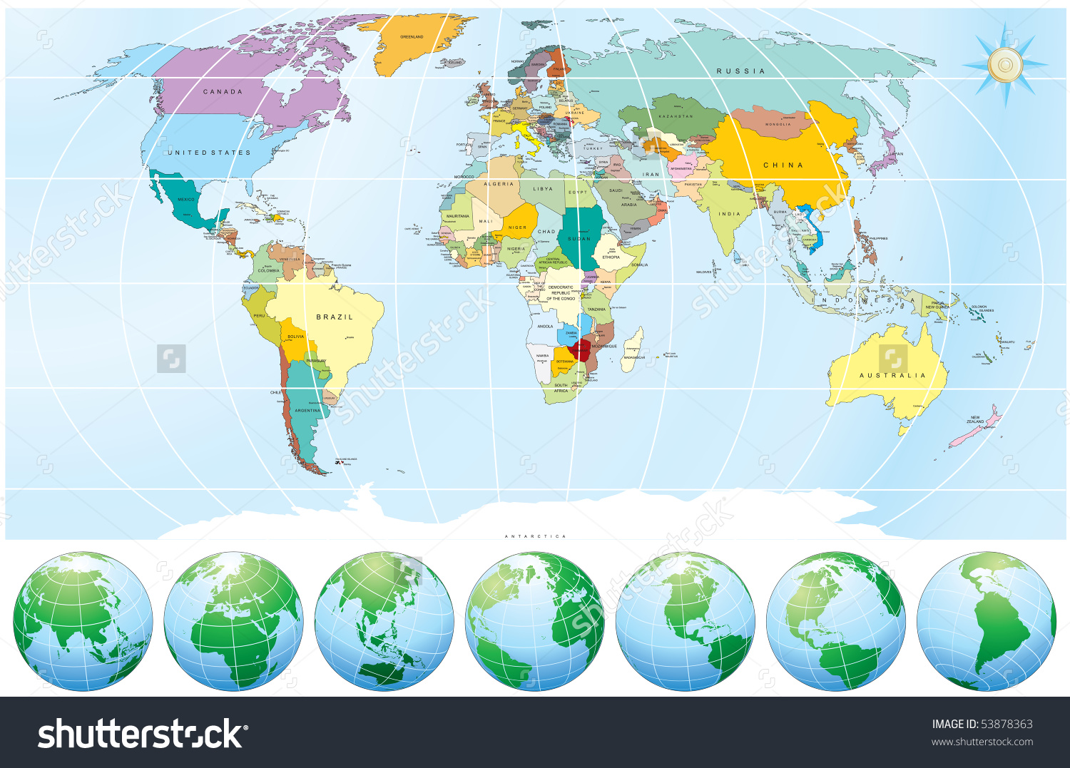 Editable World Map with Countries