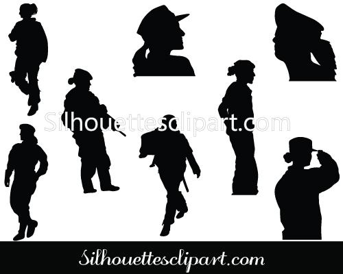 Female Soldier Silhouette Vector
