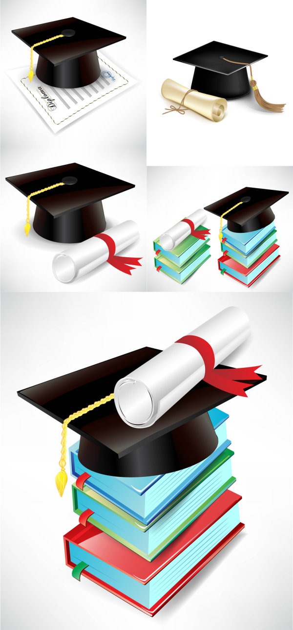 Graduation Cap and Diploma Vector