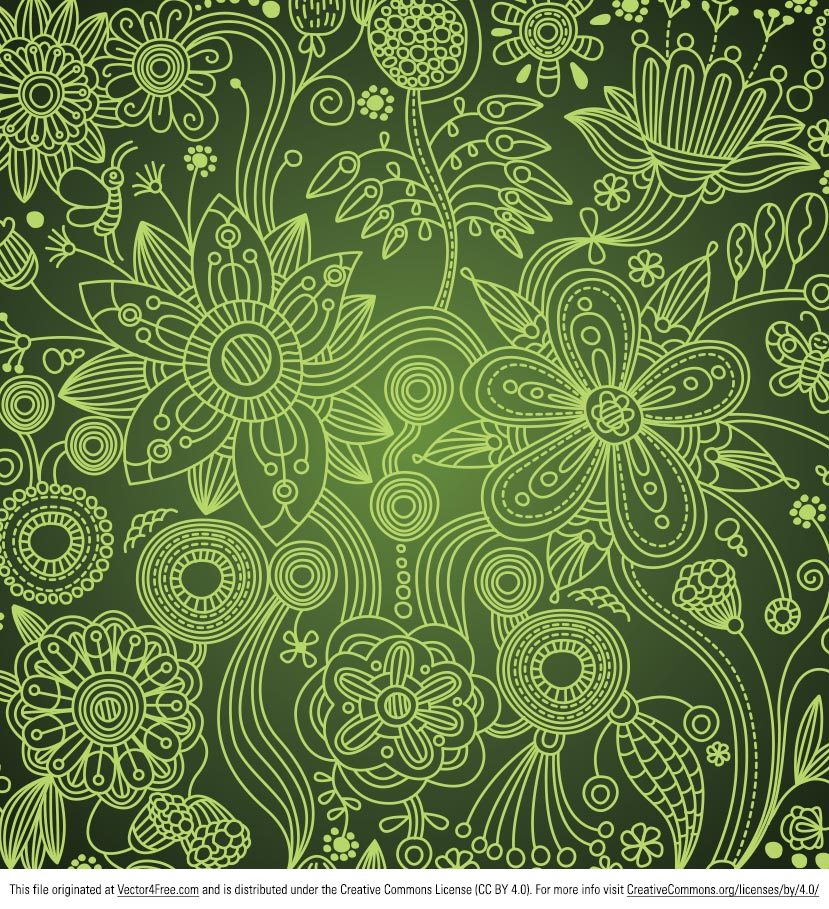 Green Floral Patterns Seamless