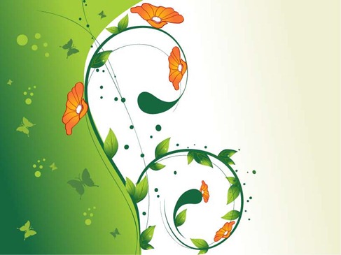 Green Swirl Floral Vector