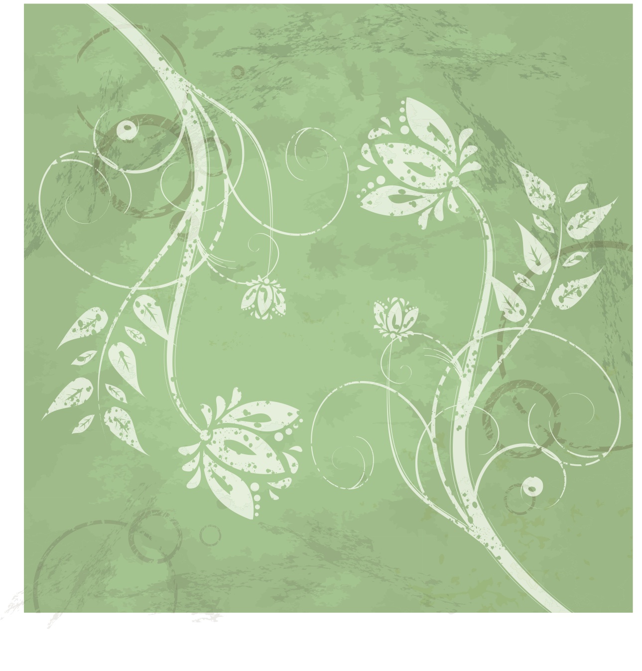 Green Swirl Floral Vector