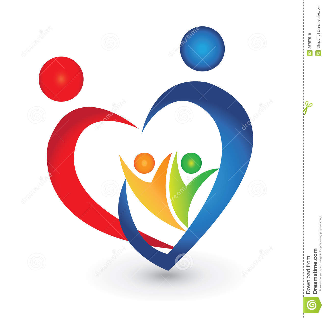 Heart Shape Family Logos Design