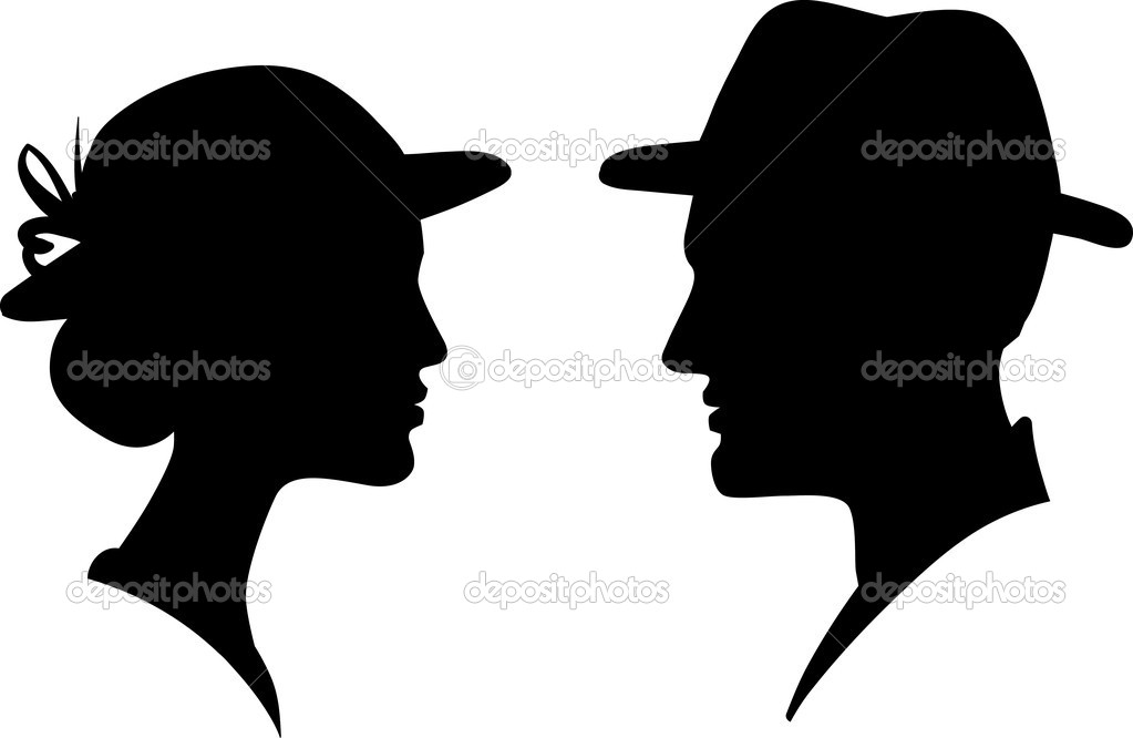 Man and Woman Face Silhouette