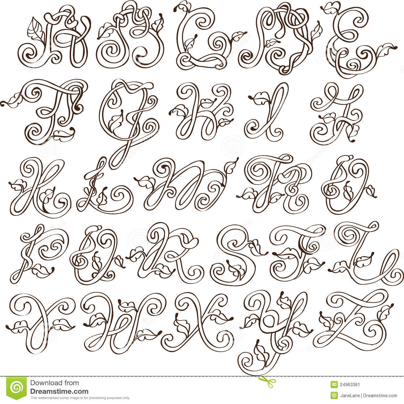 Nature Alphabet Letter a Font with Leaves Nature Alphabet Letter a Font with Leaves