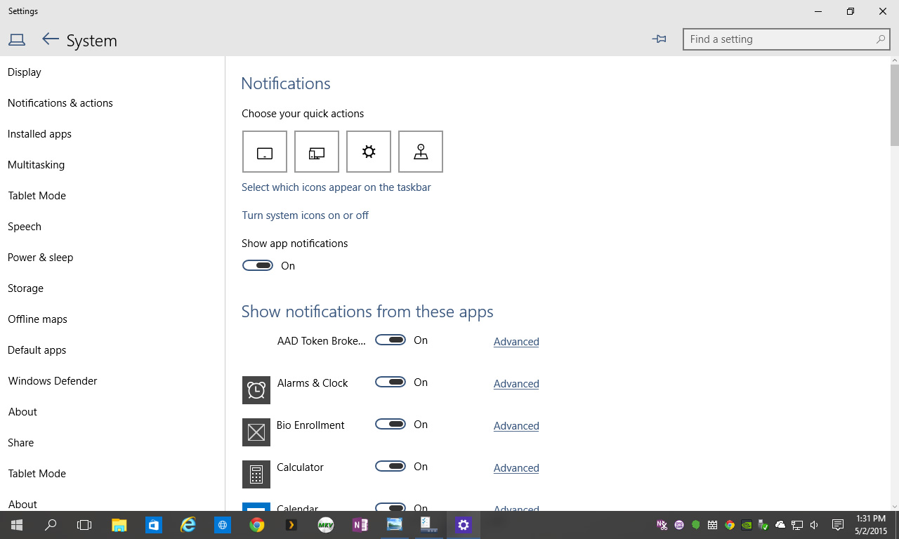 Notification Settings Windows 1.0