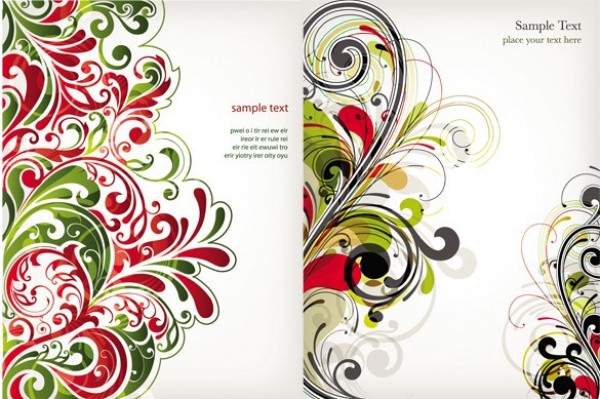 Red Floral Swirls Vector