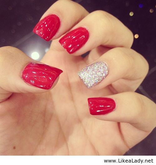 Red Sparkly Nails