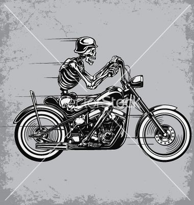 Skeleton Riding Motorcycle Drawings