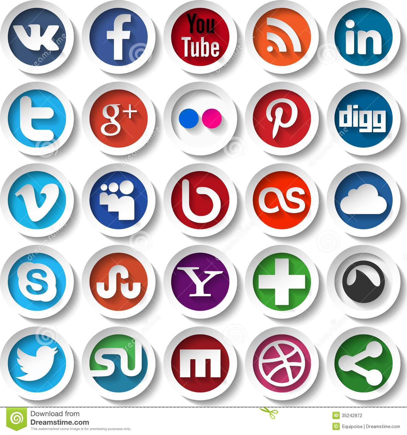 Social Media Icons Vector Flat