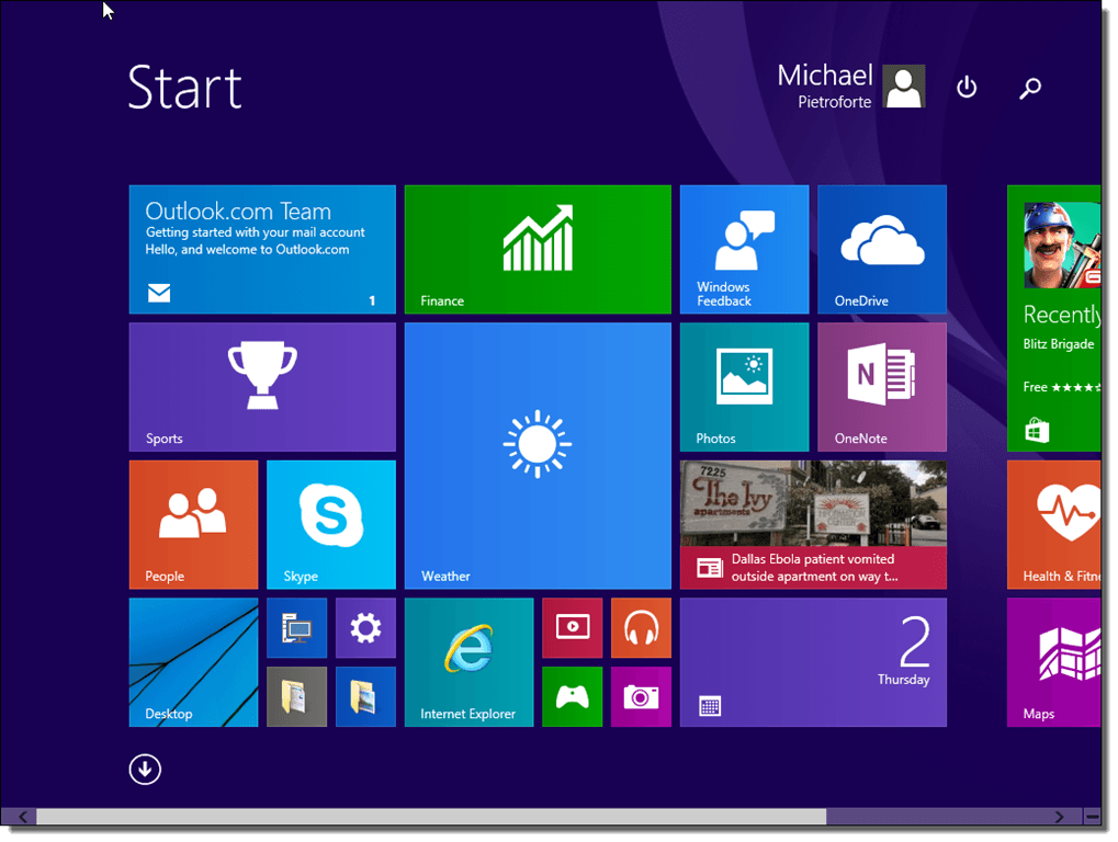 Start Screen Windows 1.0