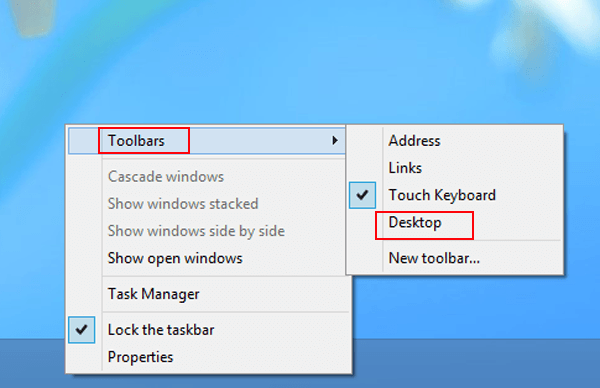 Taskbar Desktop Icon On Windows 8