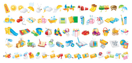 Toy Baby Icons Vector Free