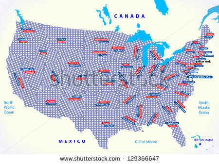 United States Map with Capital Cities