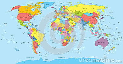 Vector World Map with Countries Names