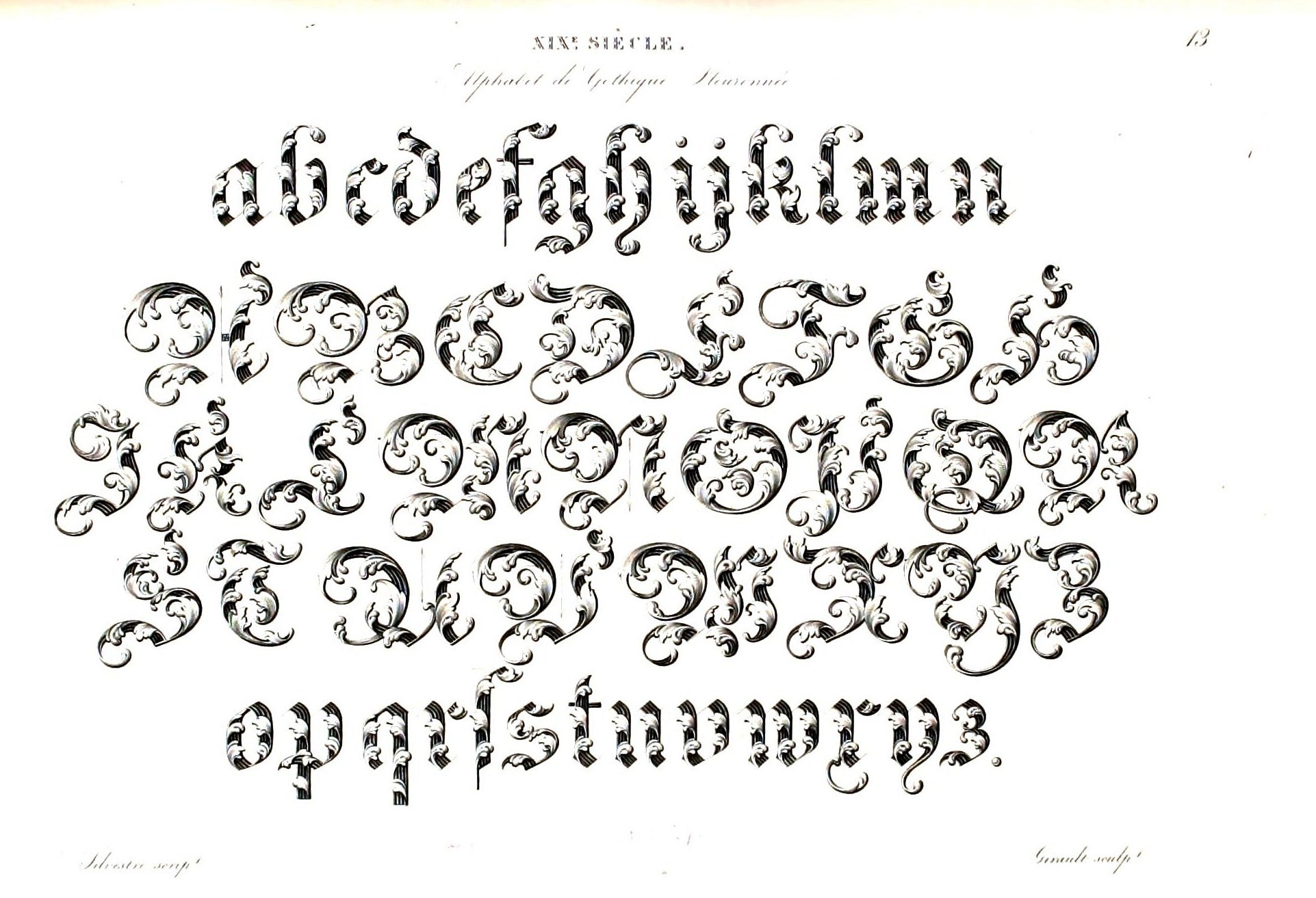 Vintage Leaf Font Alphabet