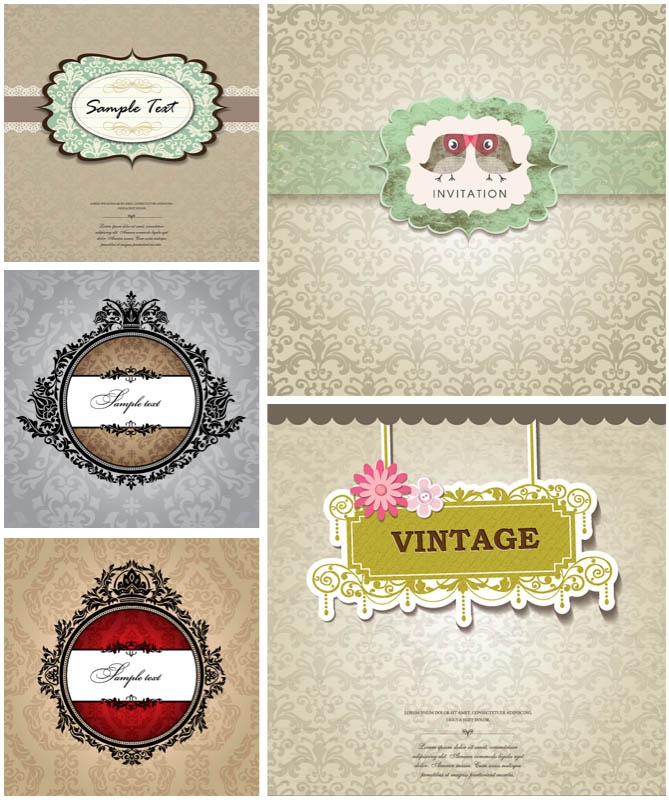 Vintage Wedding Invitation Vector