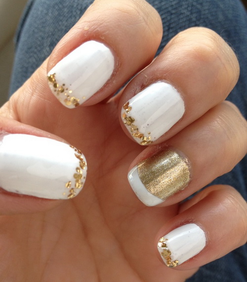 White and Gold Nail Design