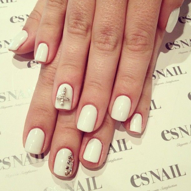 White Nails with Cross