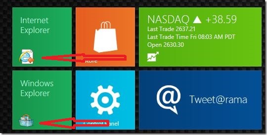 Windows 8 Start Screen Icons