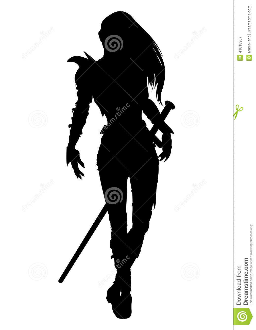Woman Warrior Silhouette Sword
