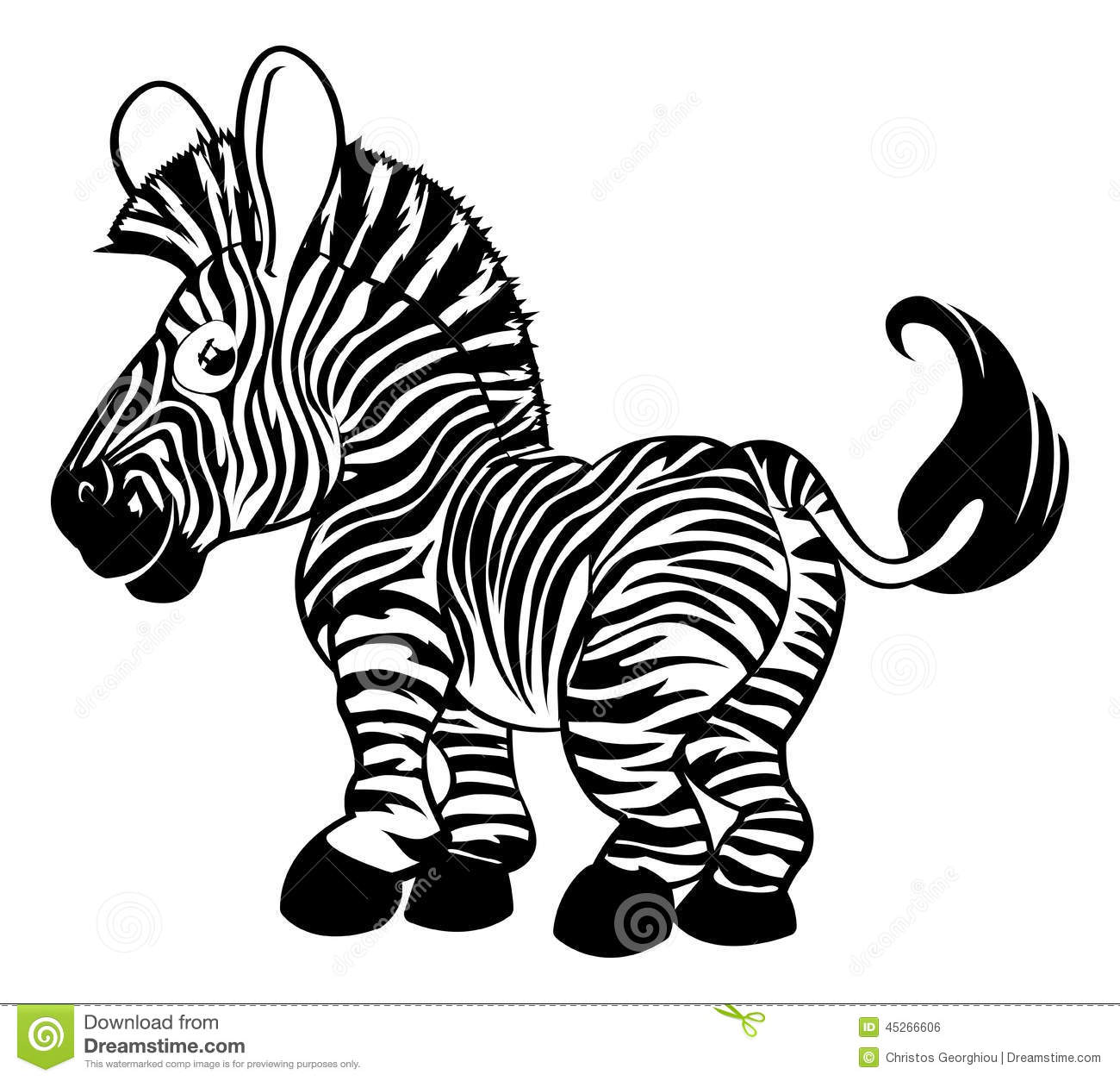 Black and White Cartoon Zebra