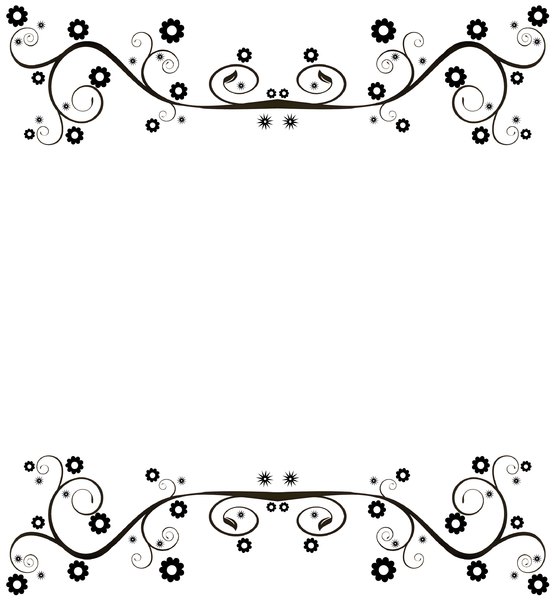 Black and White Floral Border Design