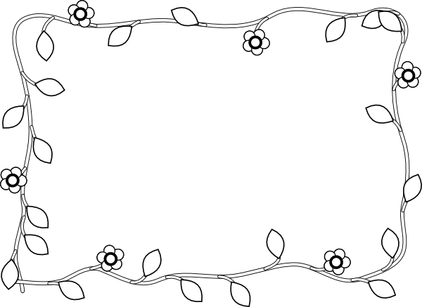 Black and White Floral Borders Clip Art